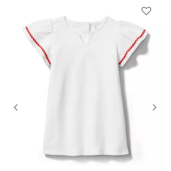 Janie and Jack Ric Rac Terry Swim Cover-Up dress white terry ruffle sleeve red - Picture 1 of 6